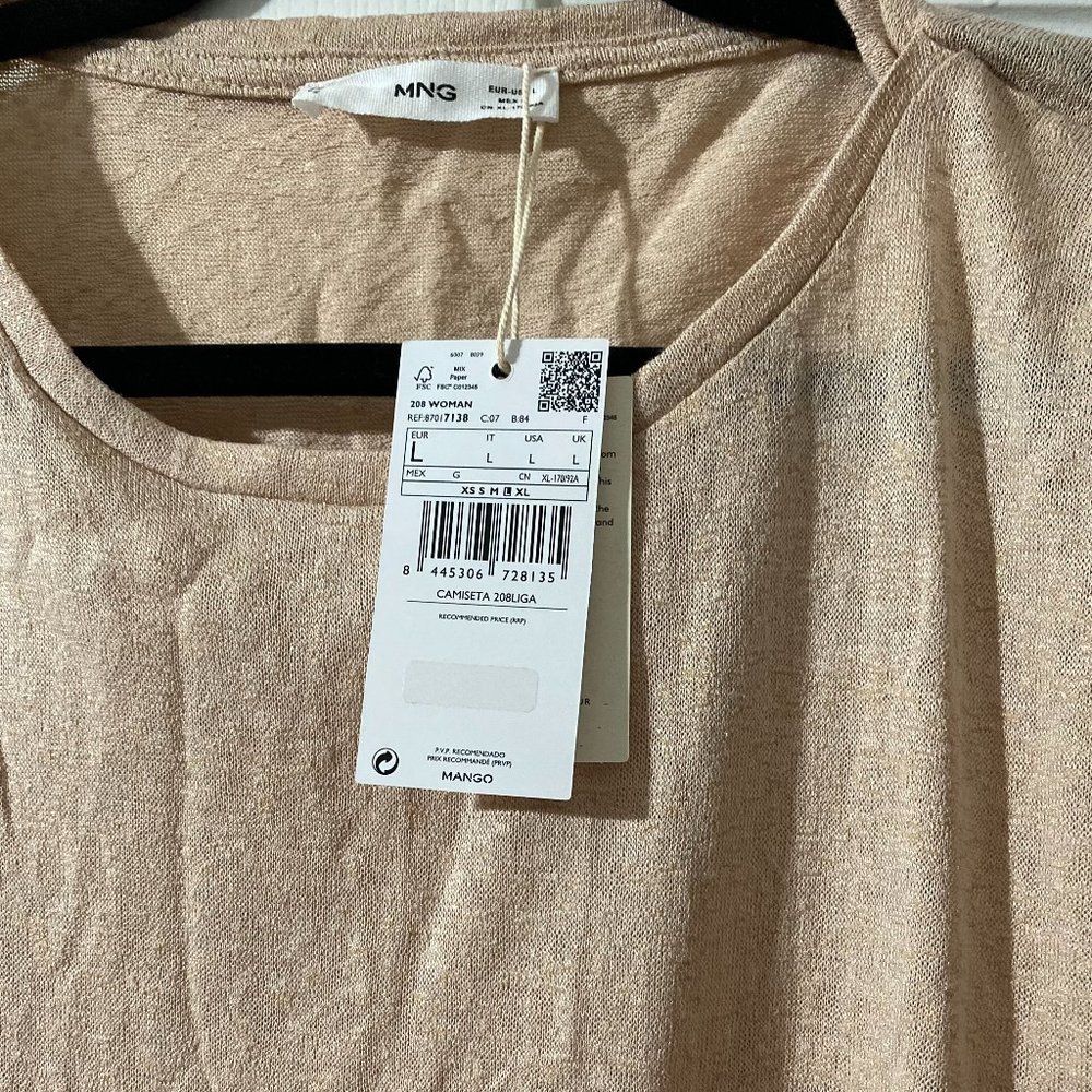 *** MANGO *** MANGO blouse with pleats on the shoulders, short sleeves. Size: L - Picture 11 of 11